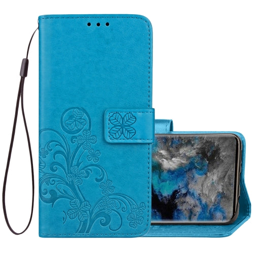 For Galaxy S9 Lucky Clover Pressed Flowers Pattern Horizontal Flip Leather Case with Holder...(Blue)