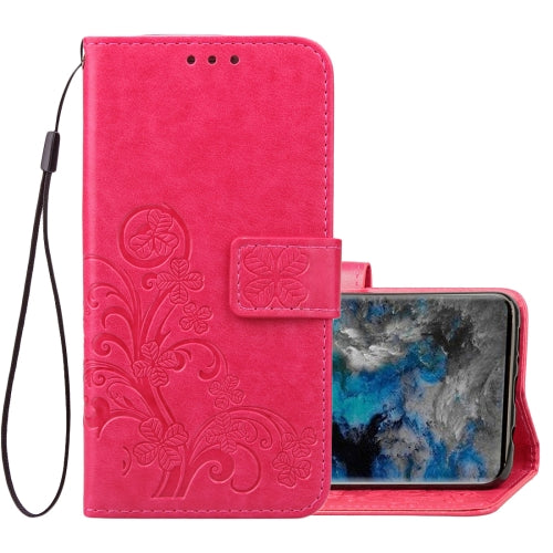 For Galaxy S9 Lucky Clover Pressed Flowers Pattern Horizontal Flip Leather Case with Hol...(Magenta)