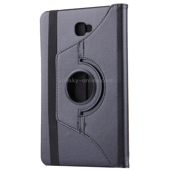 For Galaxy Tab A 10.1 T580 Litchi Texture Horizontal Flip 360 Degrees Rotation Leather Cas...(Black)