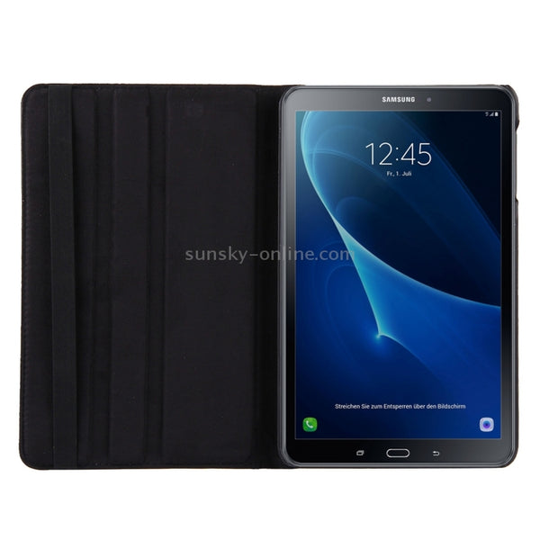 For Galaxy Tab A 10.1 T580 Litchi Texture Horizontal Flip 360 Degrees Rotation Leather Cas...(Black)