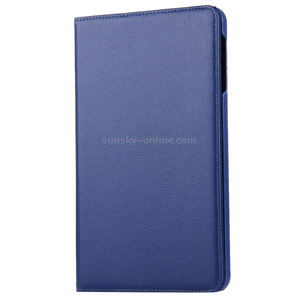 For Galaxy Tab A 10.1 T580 Litchi Texture Horizontal Flip 360 Degrees Rotation Leather...(Dark Blue)