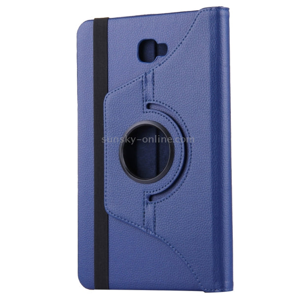 For Galaxy Tab A 10.1 T580 Litchi Texture Horizontal Flip 360 Degrees Rotation Leather...(Dark Blue)