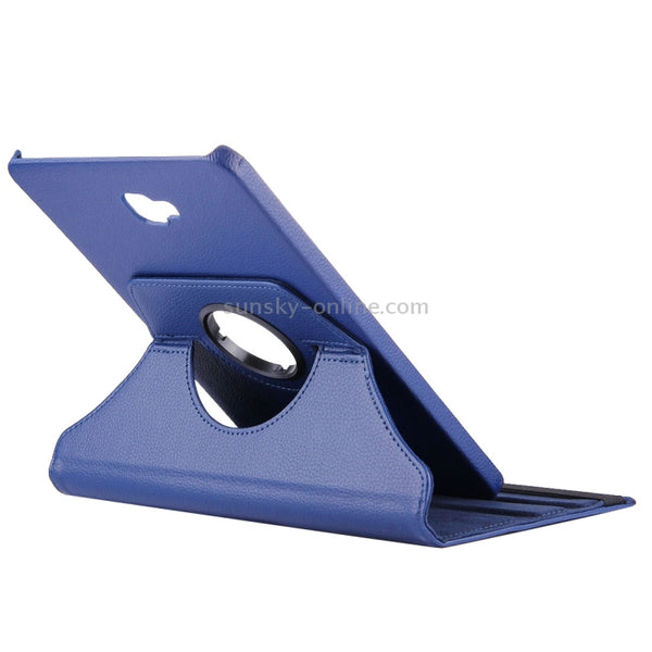 For Galaxy Tab A 10.1 T580 Litchi Texture Horizontal Flip 360 Degrees Rotation Leather...(Dark Blue)