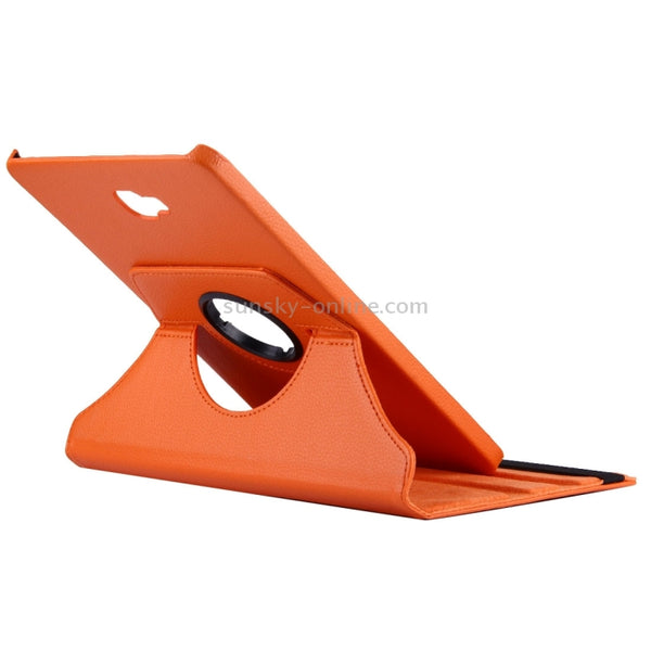 For Galaxy Tab A 10.1 T580 Litchi Texture Horizontal Flip 360 Degrees Rotation Leather Ca...(Orange)