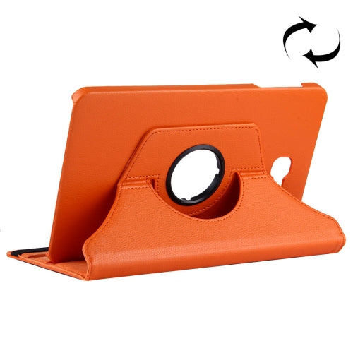 For Galaxy Tab A 10.1 T580 Litchi Texture Horizontal Flip 360 Degrees Rotation Leather Ca...(Orange)