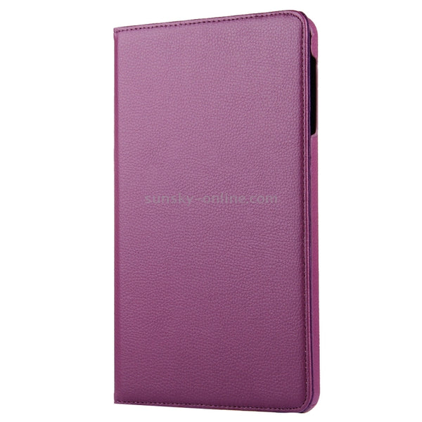 For Galaxy Tab A 10.1 T580 Litchi Texture Horizontal Flip 360 Degrees Rotation Leather Ca...(Purple)