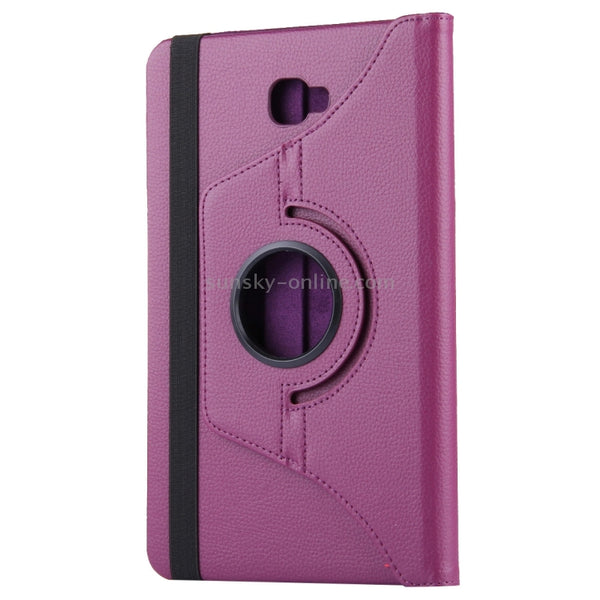 For Galaxy Tab A 10.1 T580 Litchi Texture Horizontal Flip 360 Degrees Rotation Leather Ca...(Purple)