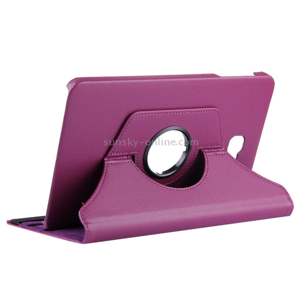 For Galaxy Tab A 10.1 T580 Litchi Texture Horizontal Flip 360 Degrees Rotation Leather Ca...(Purple)