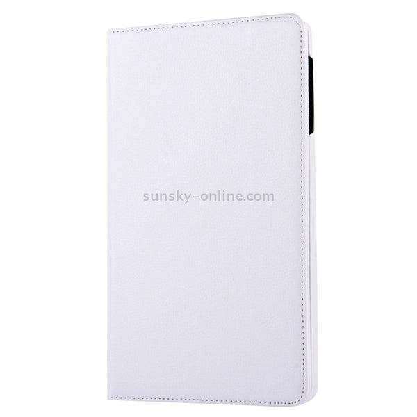 For Galaxy Tab A 10.1 T580 Litchi Texture Horizontal Flip 360 Degrees Rotation Leather Cas...(White)