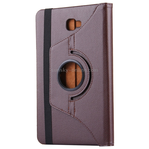 For Galaxy Tab A 10.1 T580 Litchi Texture Horizontal Flip 360 Degrees Rotation Leather Cas...(Brown)