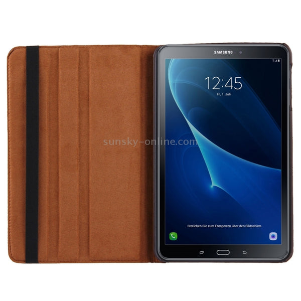 For Galaxy Tab A 10.1 T580 Litchi Texture Horizontal Flip 360 Degrees Rotation Leather Cas...(Brown)