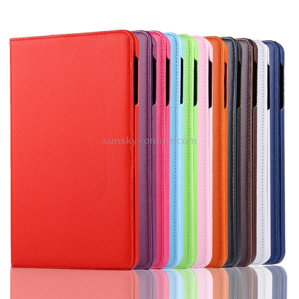 For Galaxy Tab A 10.1 T580 Litchi Texture Horizontal Flip 360 Degrees Rotation Leather Cas...(White)
