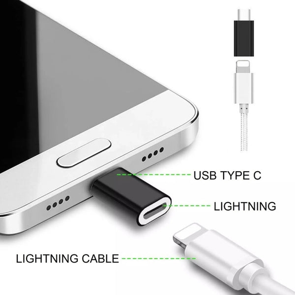 8 Pin Female to USB-C Type-C Male Metal Shell Adapter