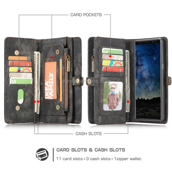 CaseMe-008 Detachable Multifunctional Horizontal Flip Leather Case for Galaxy Note9, with ...(Black)