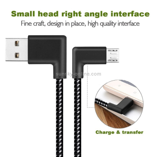 3m 2A USB to Micro USB Weave Style Double Elbow Data Sync Ch