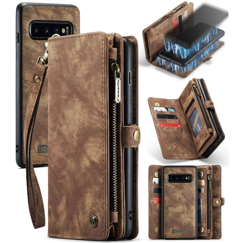 For Samsung Galaxy S10 CaseMe-008 Detachable Multifunctional Flip Leather Phone Case(Brown)