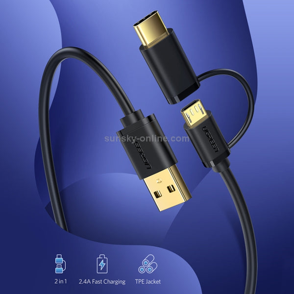 UGREEN 1.5m 2.4A Output 2 in 1 USB | C Type | C Mrico USB to