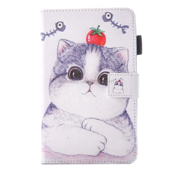 For Galaxy Tab A 7.0 (2016) T280 Lovely Cartoon Tomato Cat Pattern Horizontal Flip Leather Case with Holder & Card Slo...(2016) T280 Lovely Cartoon Tomato Cat Pattern Horizontal Flip Leather Case with Holder & Card Slots & Pen Slot