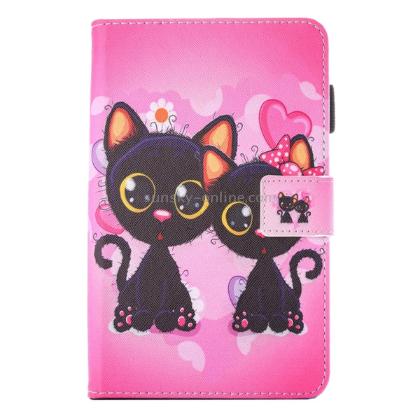 For Galaxy Tab A 10.1 (2016) T580 Lovely Cartoon Cat Couple Pattern Horizontal Flip Leather Case with Holder & Card Slo...(2016) T580 Lovely Cartoon Cat Couple Pattern Horizontal Flip Leather Case with Holder & Card Slots & Pen Slot