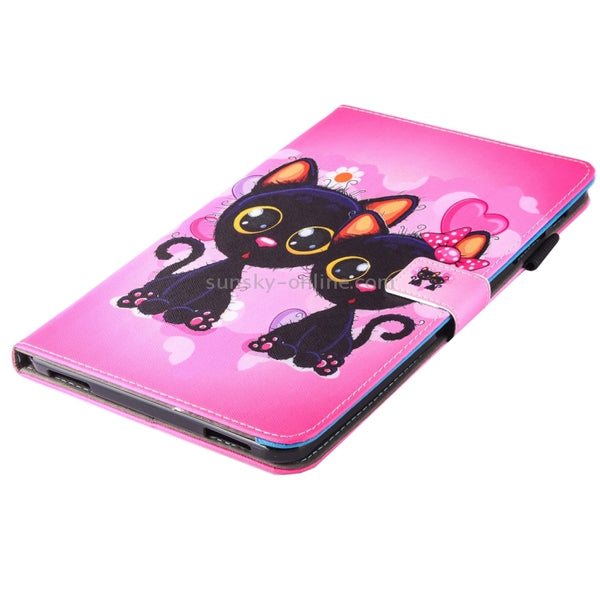 For Galaxy Tab A 10.1 (2016) T580 Lovely Cartoon Cat Couple Pattern Horizontal Flip Leather Case with Holder & Card Slo...(2016) T580 Lovely Cartoon Cat Couple Pattern Horizontal Flip Leather Case with Holder & Card Slots & Pen Slot