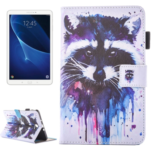 For Galaxy Tab A 10.1 (2016) T580 Lovely Cartoon Raccoon Pattern Horizontal Flip Leather Case with Holder & Card Slots ...(2016) T580 Lovely Cartoon Raccoon Pattern Horizontal Flip Leather Case with Holder & Card Slots & Pen Slot