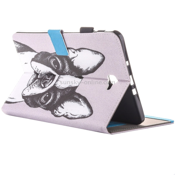 For Galaxy Tab A 10.1 (2016) T580 Lovely Cartoon Bulldog Pattern Horizontal Flip Leather Case with Holder & Card Slots ...(2016) T580 Lovely Cartoon Bulldog Pattern Horizontal Flip Leather Case with Holder & Card Slots & Pen Slot