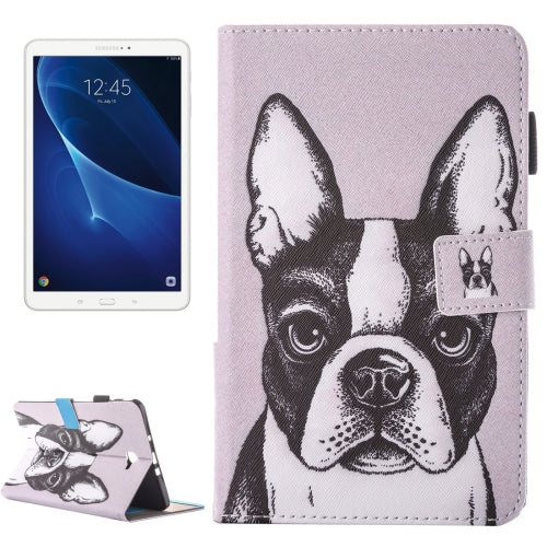 For Galaxy Tab A 10.1 (2016) T580 Lovely Cartoon Bulldog Pattern Horizontal Flip Leather Case with Holder & Card Slots ...(2016) T580 Lovely Cartoon Bulldog Pattern Horizontal Flip Leather Case with Holder & Card Slots & Pen Slot