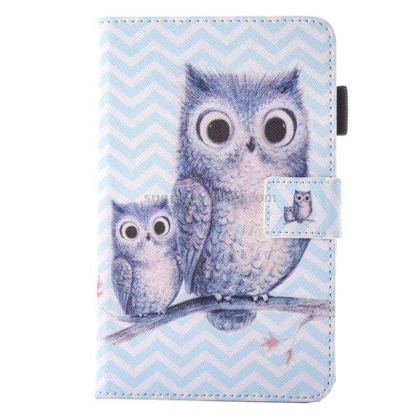 For Galaxy Tab A 10.1 (2016) T580 Lovely Cartoon Wave Owl Pattern Horizontal Flip Leather Case with Holder & Card Slots...(2016) T580 Lovely Cartoon Wave Owl Pattern Horizontal Flip Leather Case with Holder & Card Slots & Pen Slot