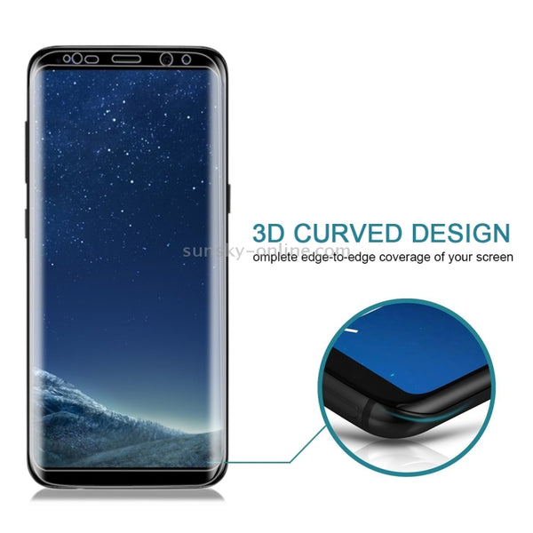 For Galaxy S8 G9500 0.3mm 9H Surface Hardness 3D Curved Surface Silk-screen Full Scr...(Transparent)