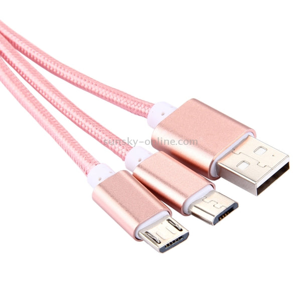 2 in 1 Weave Style Metal Head Micro USB Micro USB to USB 2.0