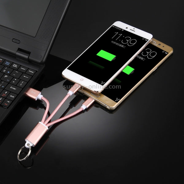 2 in 1 Weave Style Metal Head Micro USB Micro USB to USB 2.0