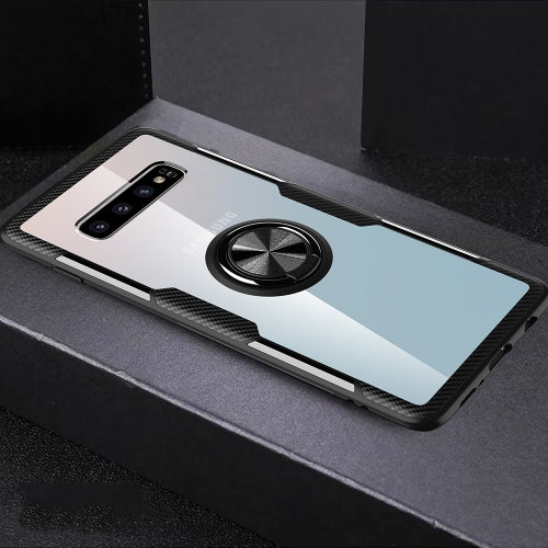 Scratchproof TPU Acrylic Ring Bracket Protective Case for Galaxy S10 Pro(Black)