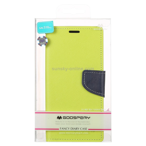 GOOSPERY FANCY DIARY Horizontal Flip PU Leather Case for Galaxy S10 Plus, with Holder & Ca...(Green)