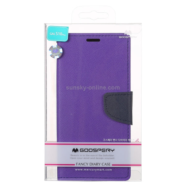 GOOSPERY FANCY DIARY Horizontal Flip PU Leather Case for Galaxy S10 Plus, with Holder & C...(Purple)