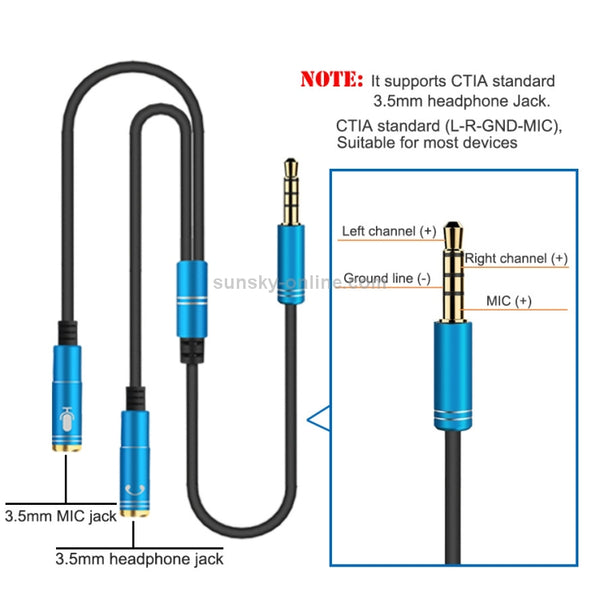 2 in 1 3.5mm Male to Double 3.5mm Female TPE High-elastic Audio Cable Splitter, Cable Leng...(Black)