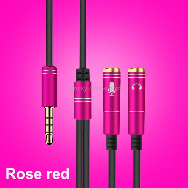 2 in 1 3.5mm Male to Double 3.5mm Female TPE High-elastic Audio Cable Splitter, Cable L...(Rose Red)