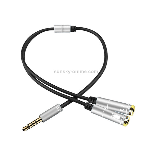 2 in 1 3.5mm Male to Double 3.5mm Female TPE High-elastic Audio Cable Splitter, Cable Len...(Silver)