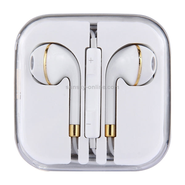White Wire Body 3.5mm In-Ear Earphone with Line Control & Mic(Gold)