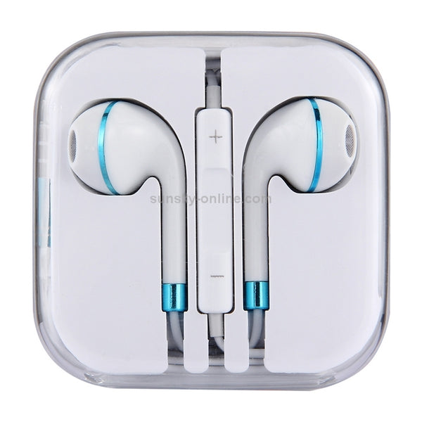 White Wire Body 3.5mm In-Ear Earphone with Line Control & Mic(Blue)