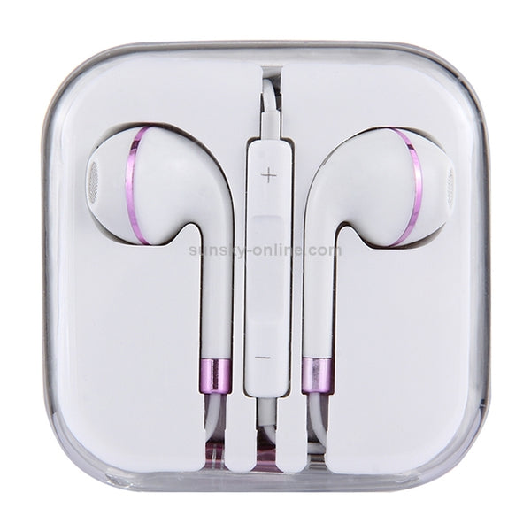 White Wire Body 3.5mm In-Ear Earphone with Line Control & Mic(Purple)
