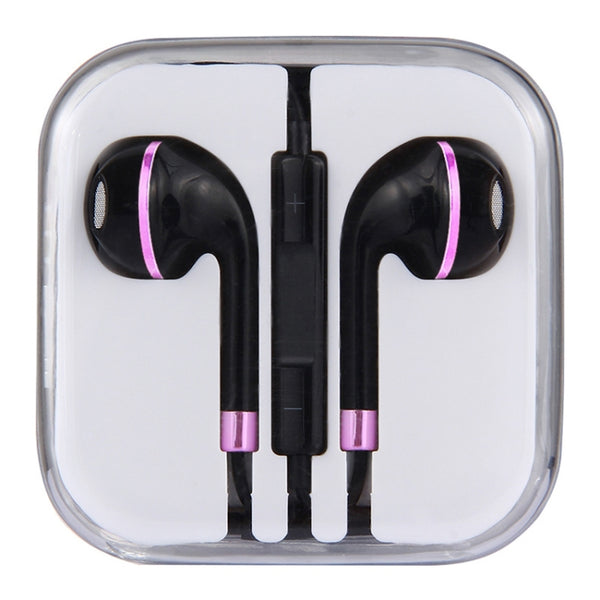 Black Wire Body 3.5mm In-Ear Earphone with Line Control & Mic for iPhone, Galaxy, Huawei,...(Purple)