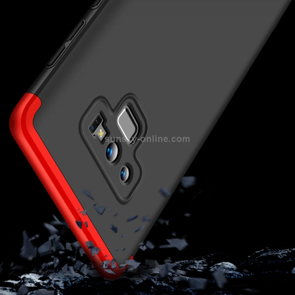 GKK Three Stage Splicing Full Coverage PC Case for Galaxy Note9 (Black Red)