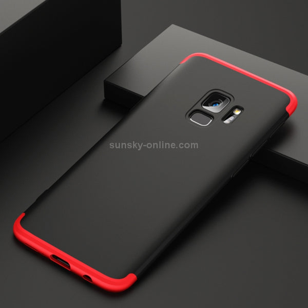 GKK for Galaxy S9 Three Stage Splicing 360 Degree Full Coverage PC Protective Case Bac...(Black Red)