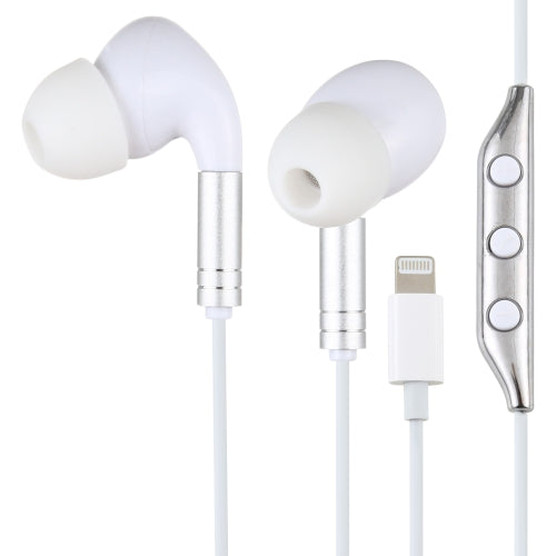 520 8 Pin Interface In-ear Wired Wire-control Earphone with Silicone Earplugs, Cable Lengt...(White)