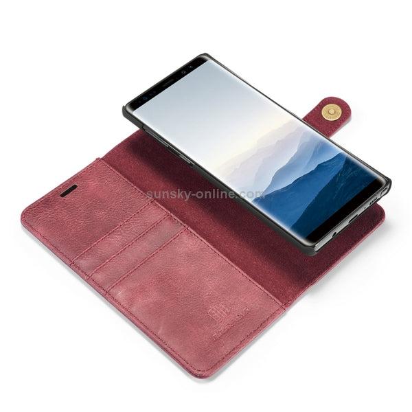 DG.MING Crazy Horse Texture Flip Detachable Magnetic Leather Case for Galaxy Note 9, with Ho...(Red)