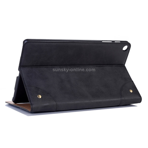 Retro Book Style Horizontal Flip Leather Case for Galaxy Tab A 10.1 (2019) T510 T515, with...(Black)