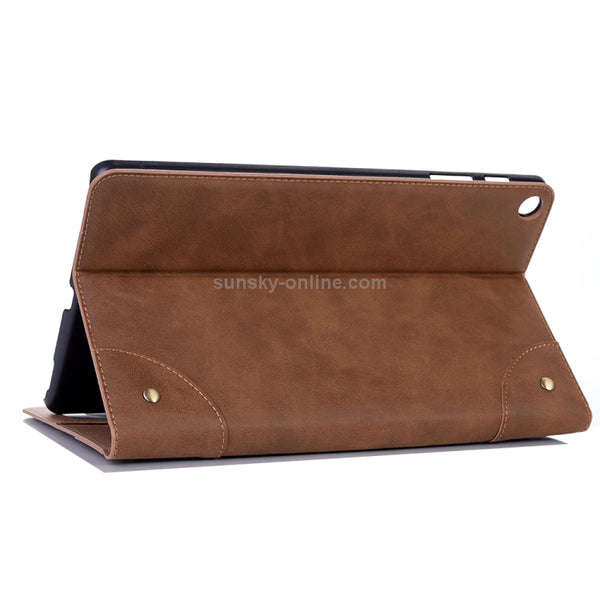 Retro Book Style Horizontal Flip Leather Case for Galaxy Tab A 10.1 (2019) T510 T515, with...(Brown)