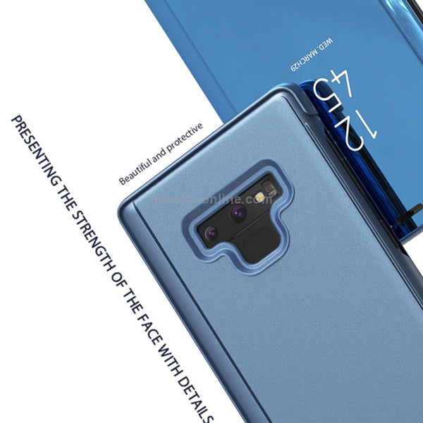 Mirror Clear View Horizontal Flip PU Leather Case for Galaxy Note 9 , with Holder(Blue)