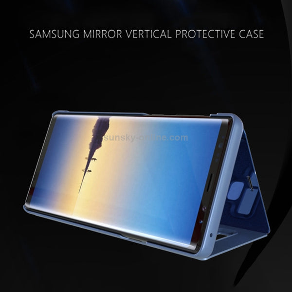 Mirror Clear View Horizontal Flip PU Leather Case for Galaxy Note 9 , with Holder(Blue)