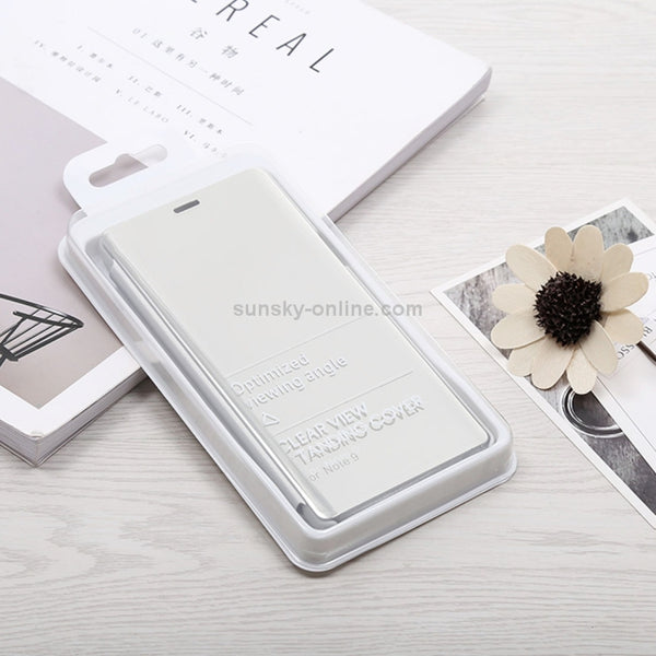 Mirror Clear View Horizontal Flip PU Leather Case for Galaxy Note 9 , with Holder(Silver)